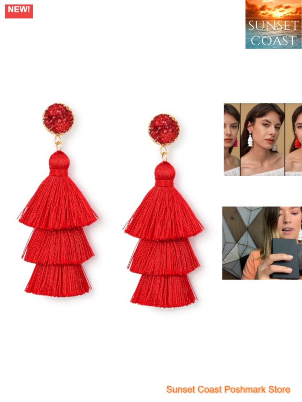 Bohemian Layered Tassel Statement Dangle Drop Earrings for Women
